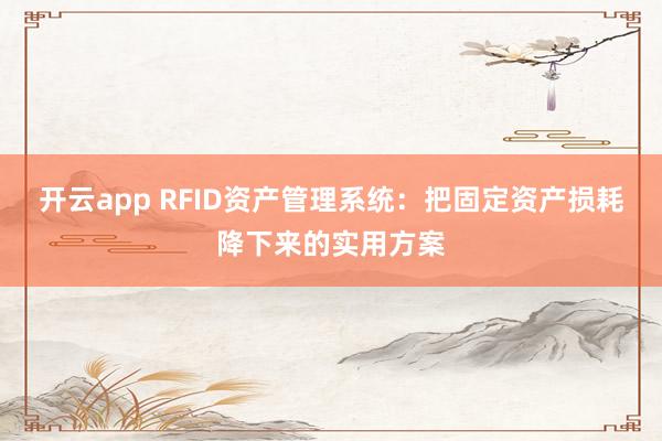 开云app RFID资产管理系统：把固定资产损耗降下来的实用方案