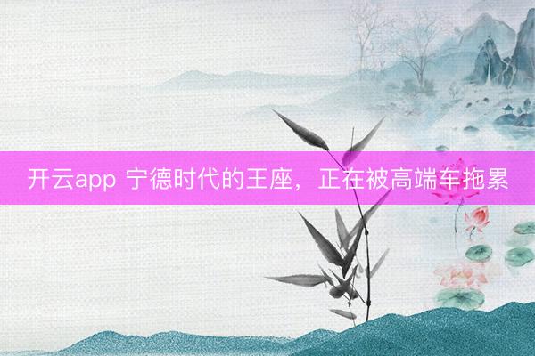 开云app 宁德时代的王座，正在被高端车拖累