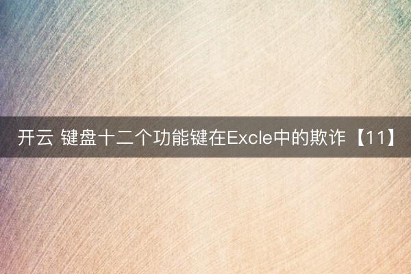 开云 键盘十二个功能键在Excle中的欺诈【11】