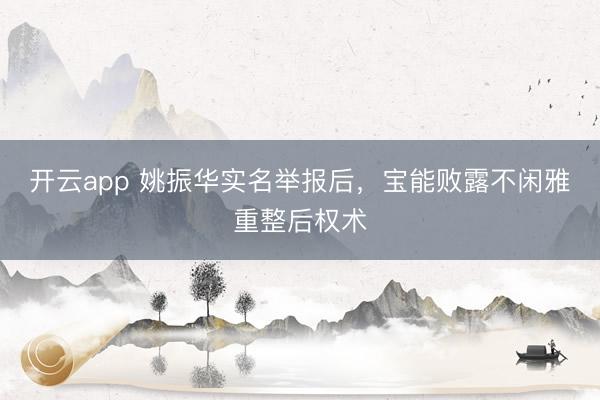 开云app 姚振华实名举报后，宝能败露不闲雅重整后权术