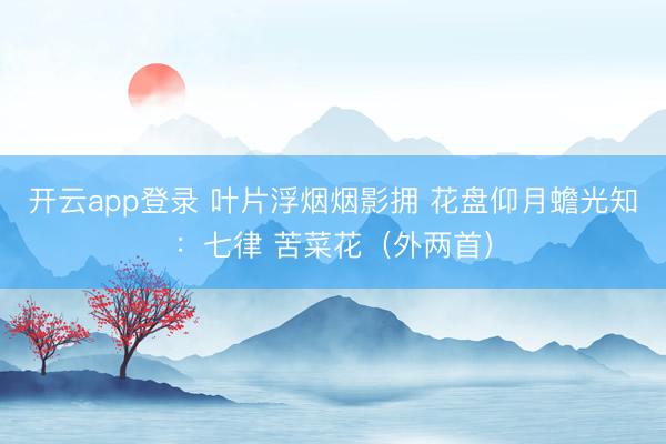 开云app登录 叶片浮烟烟影拥 花盘仰月蟾光知：七律 苦菜花（外两首）