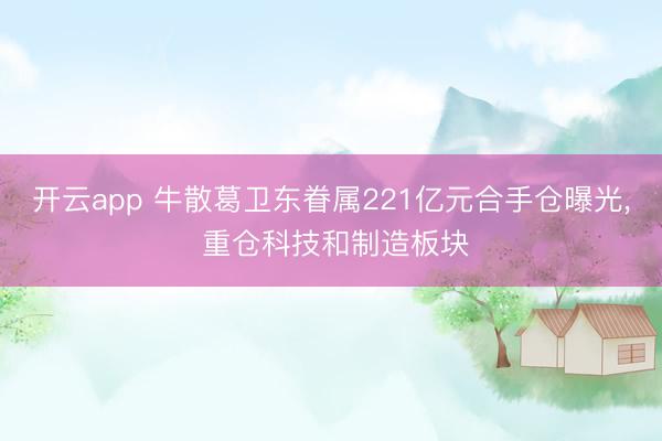 开云app 牛散葛卫东眷属221亿元合手仓曝光， 重仓科技和制造板块