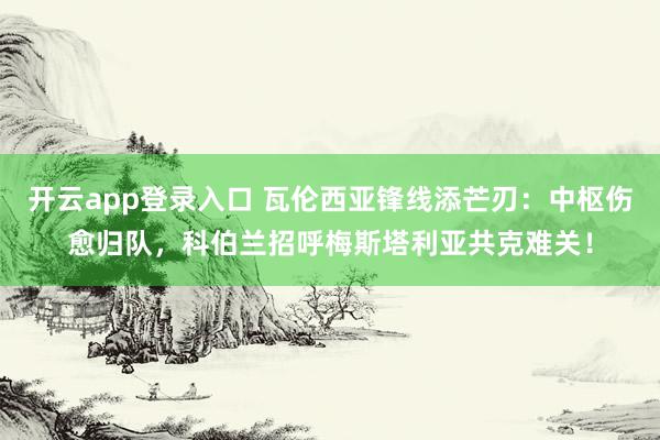 开云app登录入口 瓦伦西亚锋线添芒刃：中枢伤愈归队，科伯兰招呼梅斯塔利亚共克难关！
