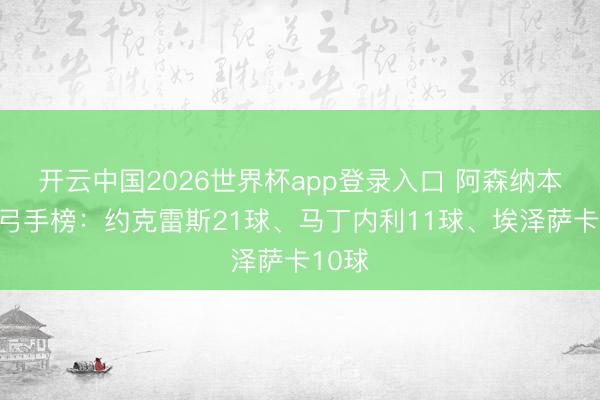 开云中国2026世界杯app登录入口 阿森纳本赛季弓手榜：约克雷斯21球、马丁内利11球、埃泽萨卡10球
