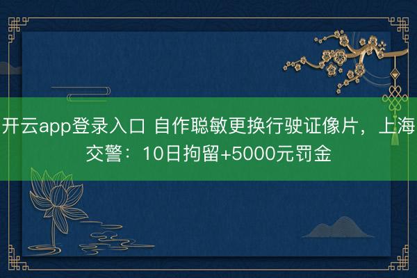 开云app登录入口 自作聪敏更换行驶证像片，上海交警：10日拘留+5000元罚金