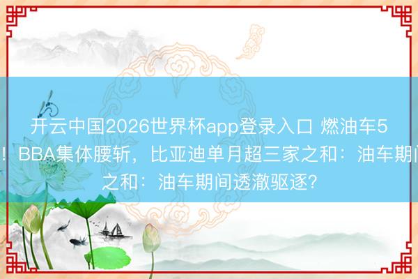 开云中国2026世界杯app登录入口 燃油车5月跌幅39%！BBA集体腰斩，比亚迪单月超三家之和：油车期间透澈驱逐？